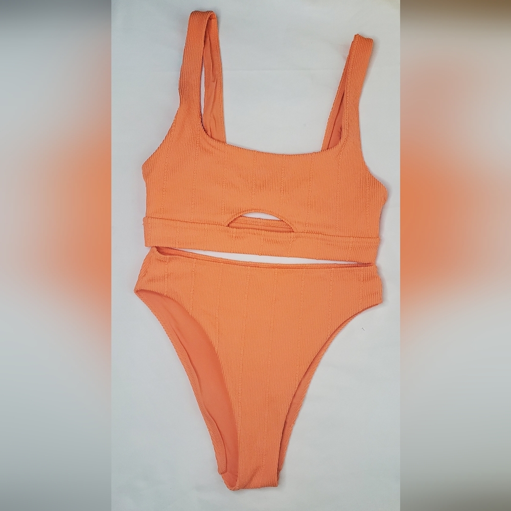Aerie Size M - 2 Piece Set - High Waisted Orange Bikini - Picture 4 of 8